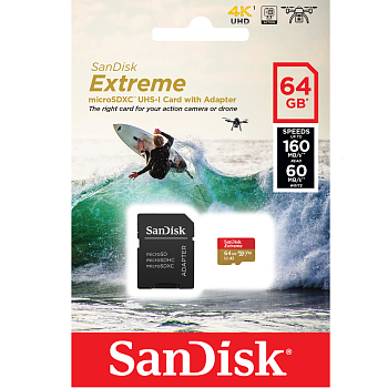 Карта памяти SanDisk Extreme MicroSD 64 Гб