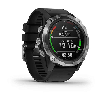 Часы Garmin Descent Mk2 стальные, черный ремешок